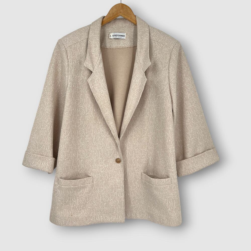 90s Vintage Textured Blazer Jacket in Oatmeal Size Large / XL